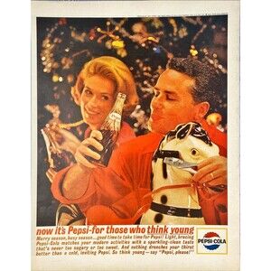 Pepsi-Cola "now it's Pepsi-for those who think Young" Vintage Print Ad 1963